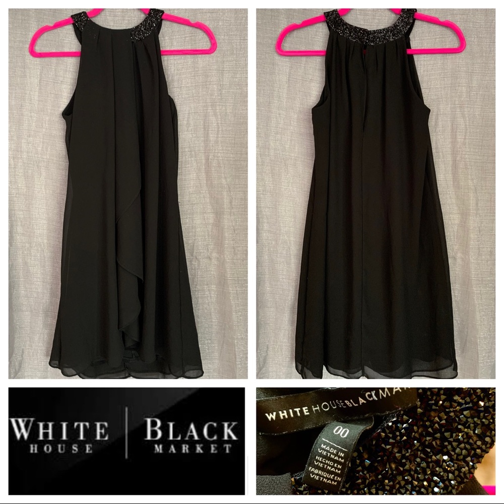 WHBM Embellished Neckline Drape Dress